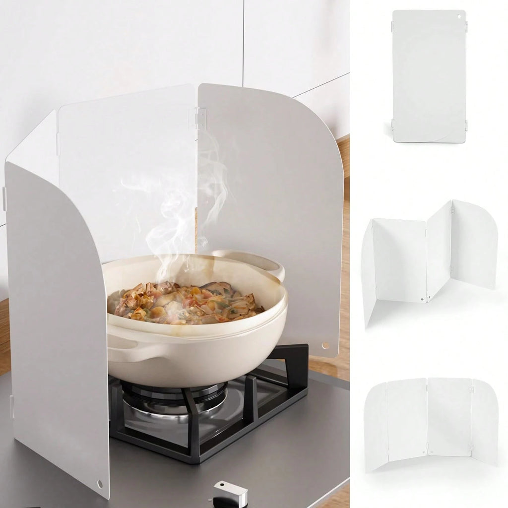 コンロ用油はね防止ガード IH・ガス両用 4 面タイプ 32cm 耐傷 固定穴付き お手入れ簡単 アウトドア対応 ホワイト