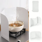 コンロ用油はね防止ガード IH・ガス両用 4 面タイプ 32cm 耐傷 固定穴付き お手入れ簡単 アウトドア対応 ホワイト