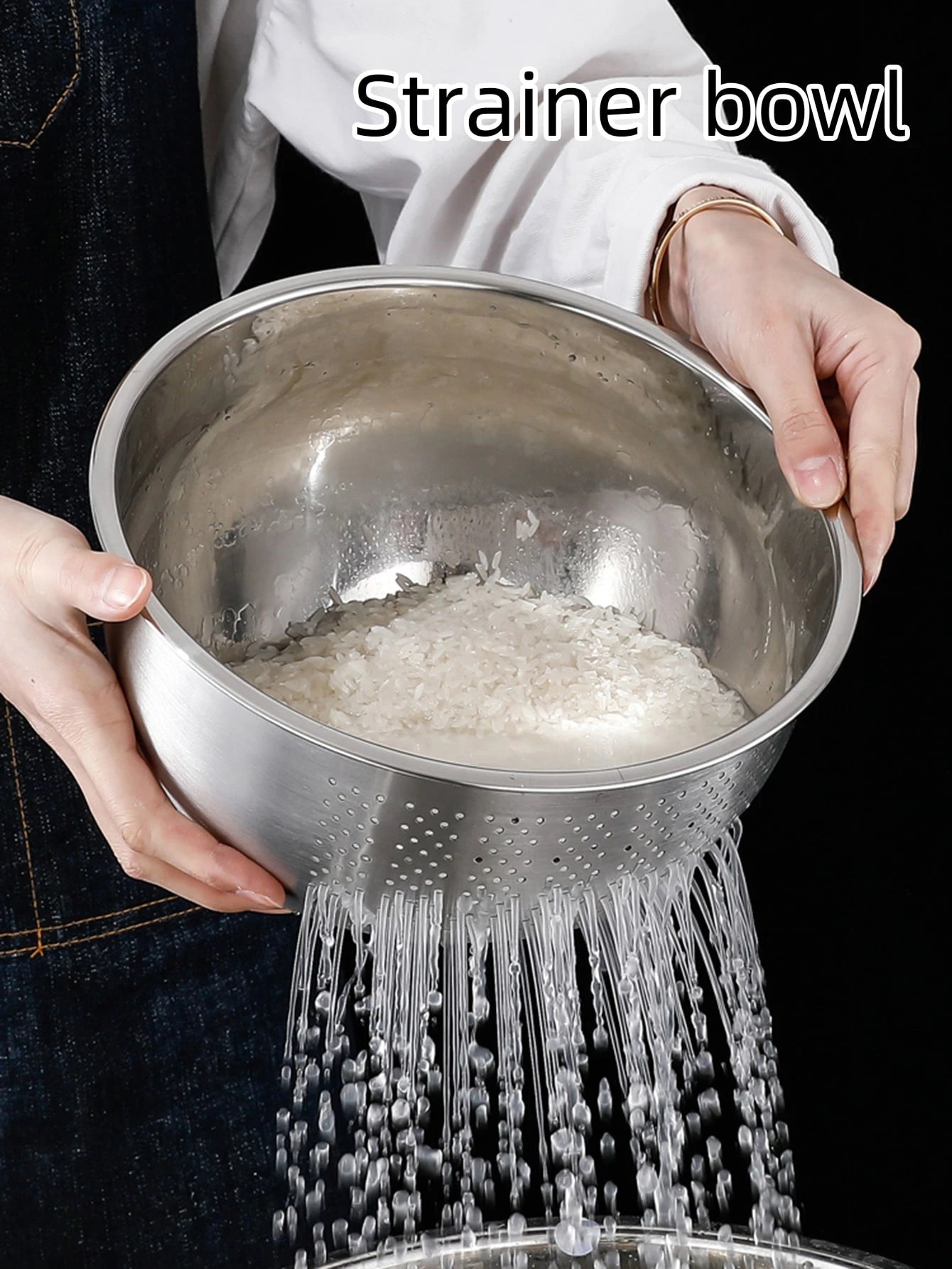 ステンレス製厚手 お米洗いボウル 底面斜め設計 野菜洗い・水切り用 ざるコランダー 学校必需品 クリスマスギフト