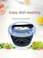野菜脱水器 手動プレス式 電気不要 ABS 素材 洗浄ボウル・脱水バスケット付き サラダ水分除去用