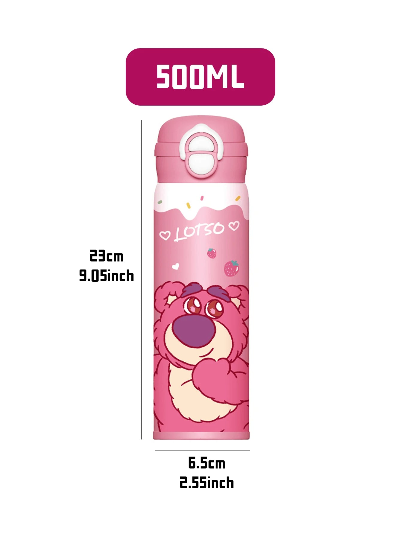 500ml 魔法瓶 二重蓋ワンクリックオープン 漏れ防止 ステンレススチール 316 内側 漫画デザイン ストラップ付き 保温保冷 日常 / アウトドア / 旅行用