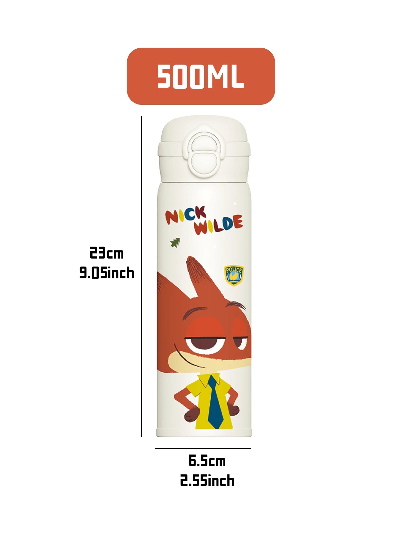 500ml 魔法瓶 二重蓋ワンクリックオープン 漏れ防止 ステンレススチール 316 内側 漫画デザイン ストラップ付き 保温保冷 日常 / アウトドア / 旅行用