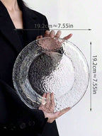 氷山グラスラウンドプレート 1 枚入り INS 調デザート皿 フルーツ皿 高級ペストリートレイ ケーキ皿 クリスマスギフトに最適