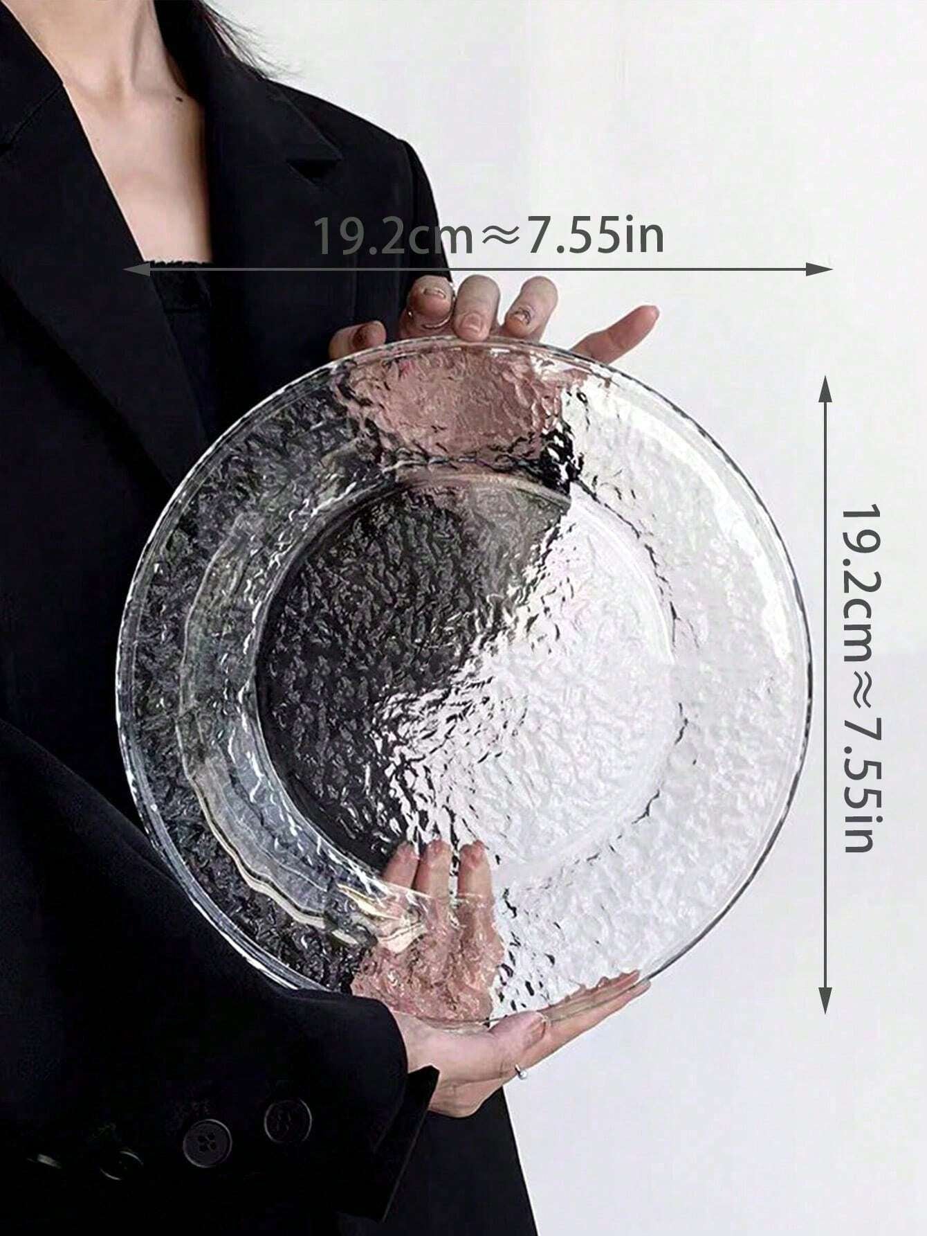 氷山グラスラウンドプレート 1 枚入り INS 調デザート皿 フルーツ皿 高級ペストリートレイ ケーキ皿 クリスマスギフトに最適