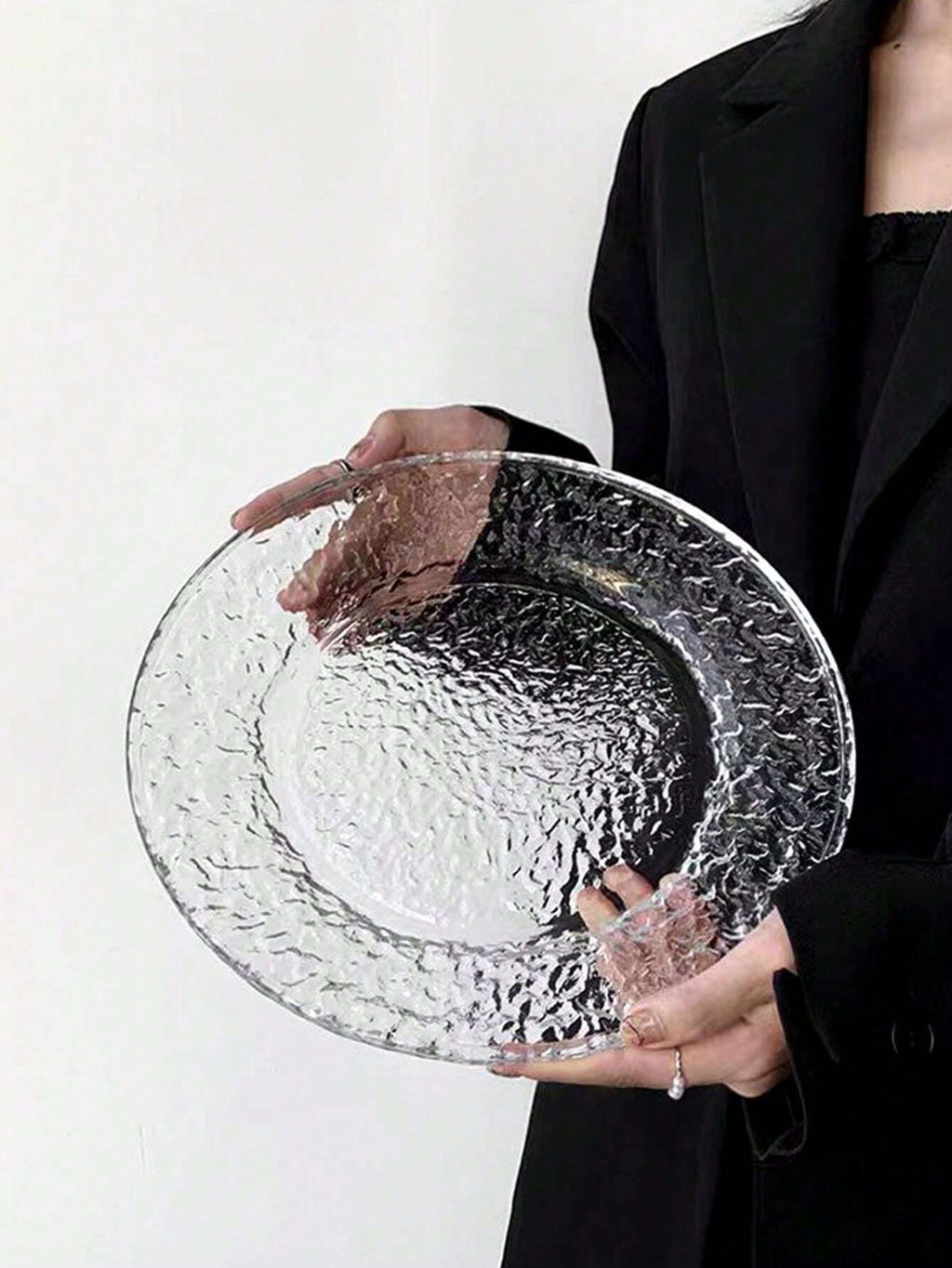 氷山グラスラウンドプレート 1 枚入り INS 調デザート皿 フルーツ皿 高級ペストリートレイ ケーキ皿 クリスマスギフトに最適