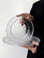 氷山グラスラウンドプレート 1 枚入り INS 調デザート皿 フルーツ皿 高級ペストリートレイ ケーキ皿 クリスマスギフトに最適