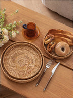 1個 和風 手作り 編み込み収納バスケット、無地カラー ラタン編み バスケット、自宅、リビング、レストラン、屋外ピクニックに最適 バレンタインデー、バレンタインウェディング、誕生日