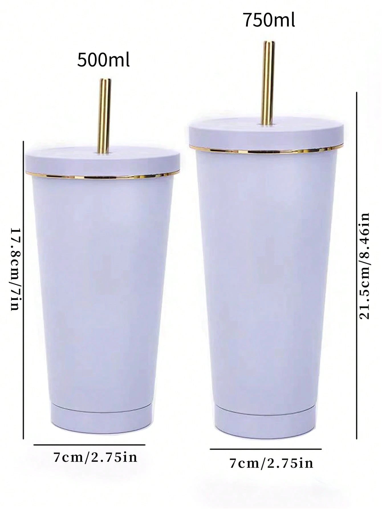 1個 ライトグレー ステンレス製 真空断熱カップ ストロー付き、大容量コーヒーマグ 車用 ギフト用 水筒