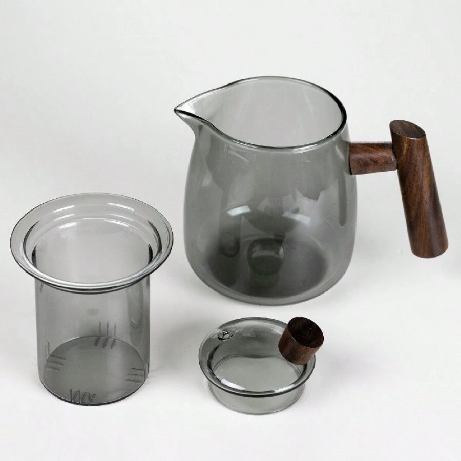 ガラス製ティーポット 高温耐性 濾過機能付き 茶葉分離 大容量 家庭用 / アウトドアキャンプ用 フラワーティー対応