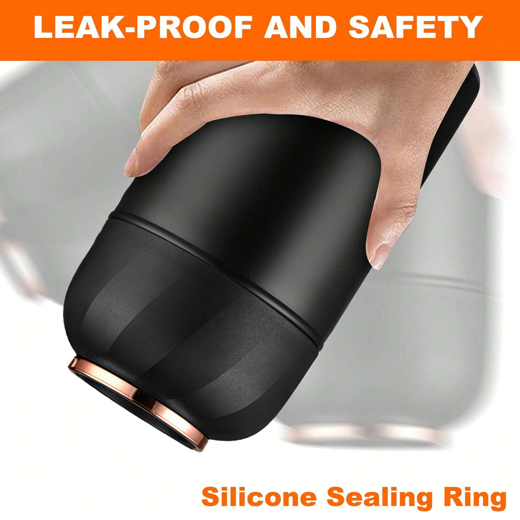 1個 断熱フードフラスコ 500ml ブラック 真空断熱 保温 フードジャー、折りたたみスプーン付き 漏れ防止 ステンレス鋼 ランチコンテナ、学校、オフィス、旅行、キッチン、クリスマスギフト、学校用品に最適