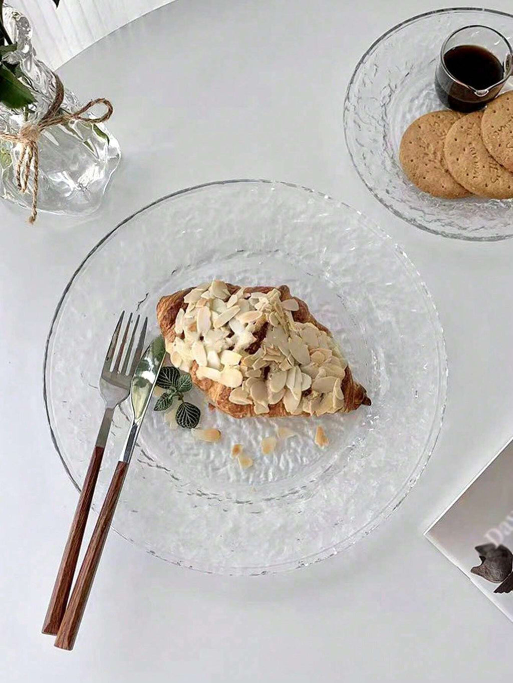 氷山グラスラウンドプレート 1 枚入り INS 調デザート皿 フルーツ皿 高級ペストリートレイ ケーキ皿 クリスマスギフトに最適