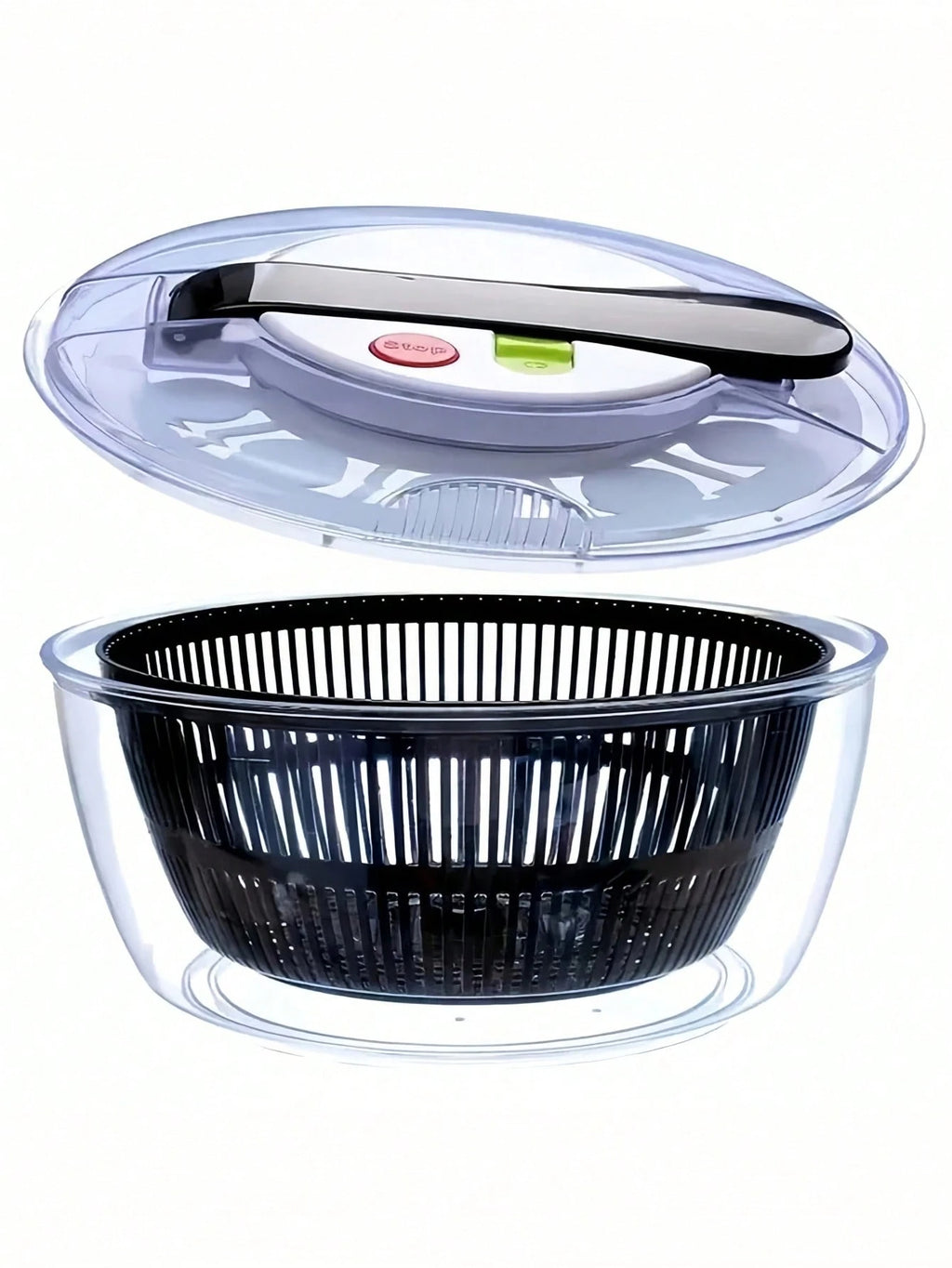 野菜脱水器 手動プレス式 電気不要 ABS 素材 洗浄ボウル・脱水バスケット付き サラダ水分除去用