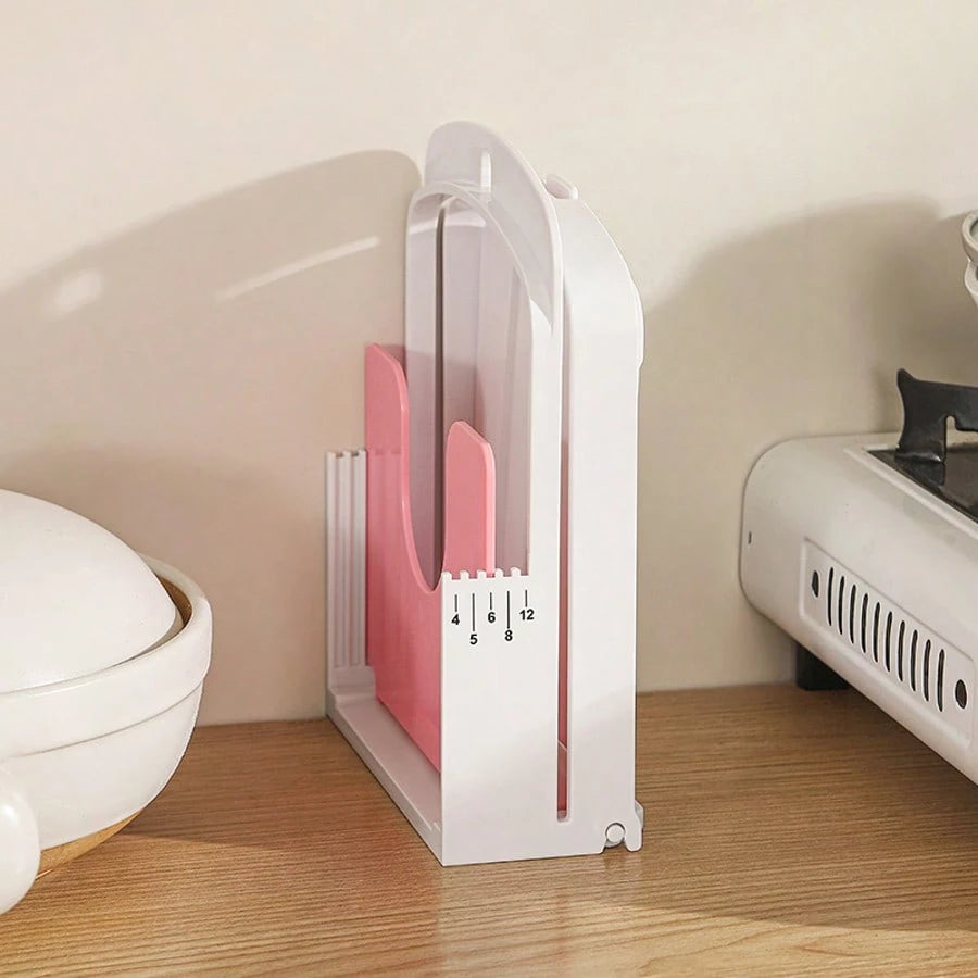 厚さガイド付き調整可能なパンスライサー - トースト/サンドイッチ用の均一なスライス、滑り止めベース&人間工学に基づいたキッチンツール、使いやすいパン切り機(コンパクト収納設計)