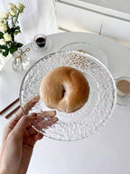 氷山グラスラウンドプレート 1 枚入り INS 調デザート皿 フルーツ皿 高級ペストリートレイ ケーキ皿 クリスマスギフトに最適