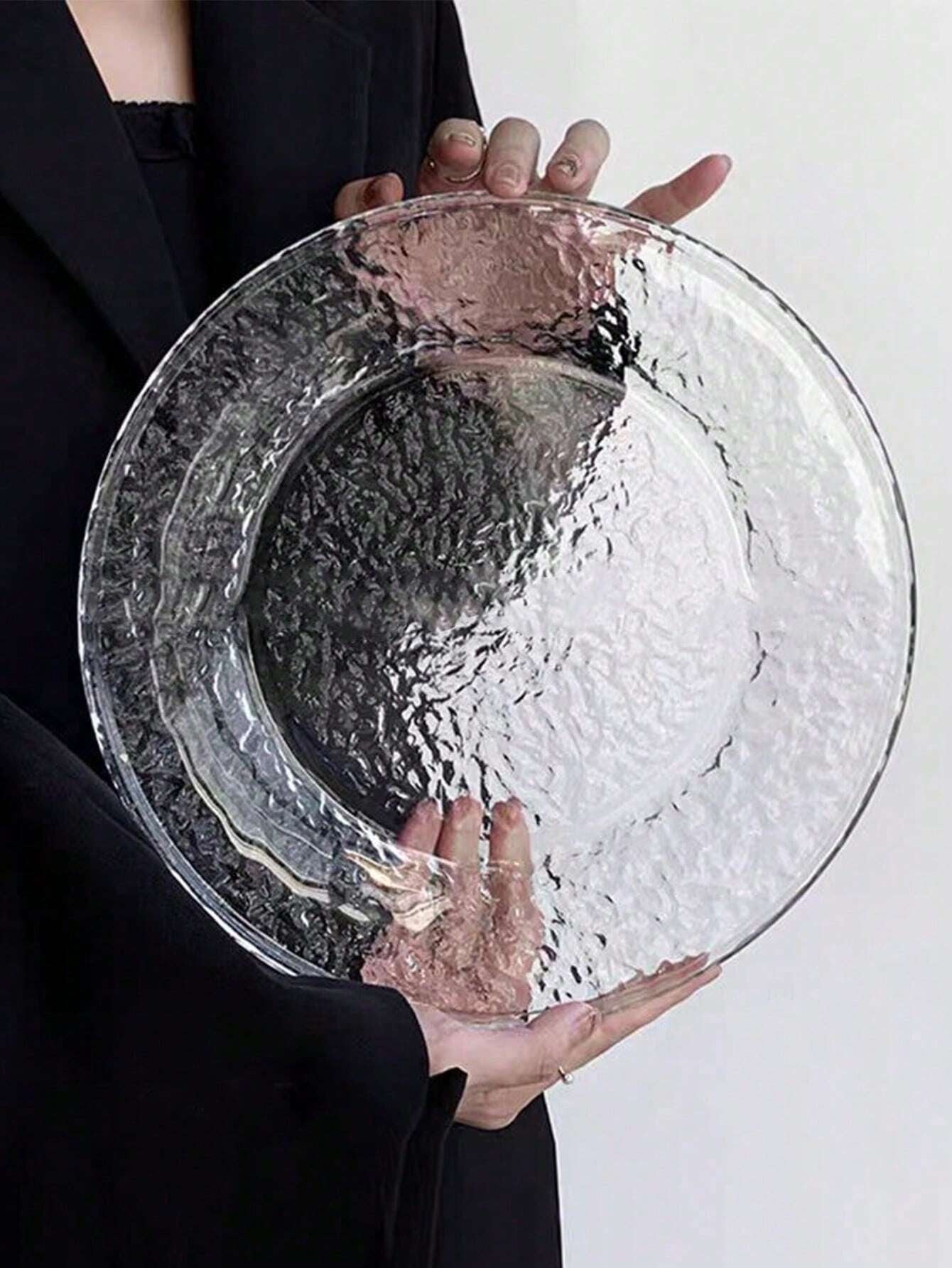 氷山グラスラウンドプレート 1 枚入り INS 調デザート皿 フルーツ皿 高級ペストリートレイ ケーキ皿 クリスマスギフトに最適