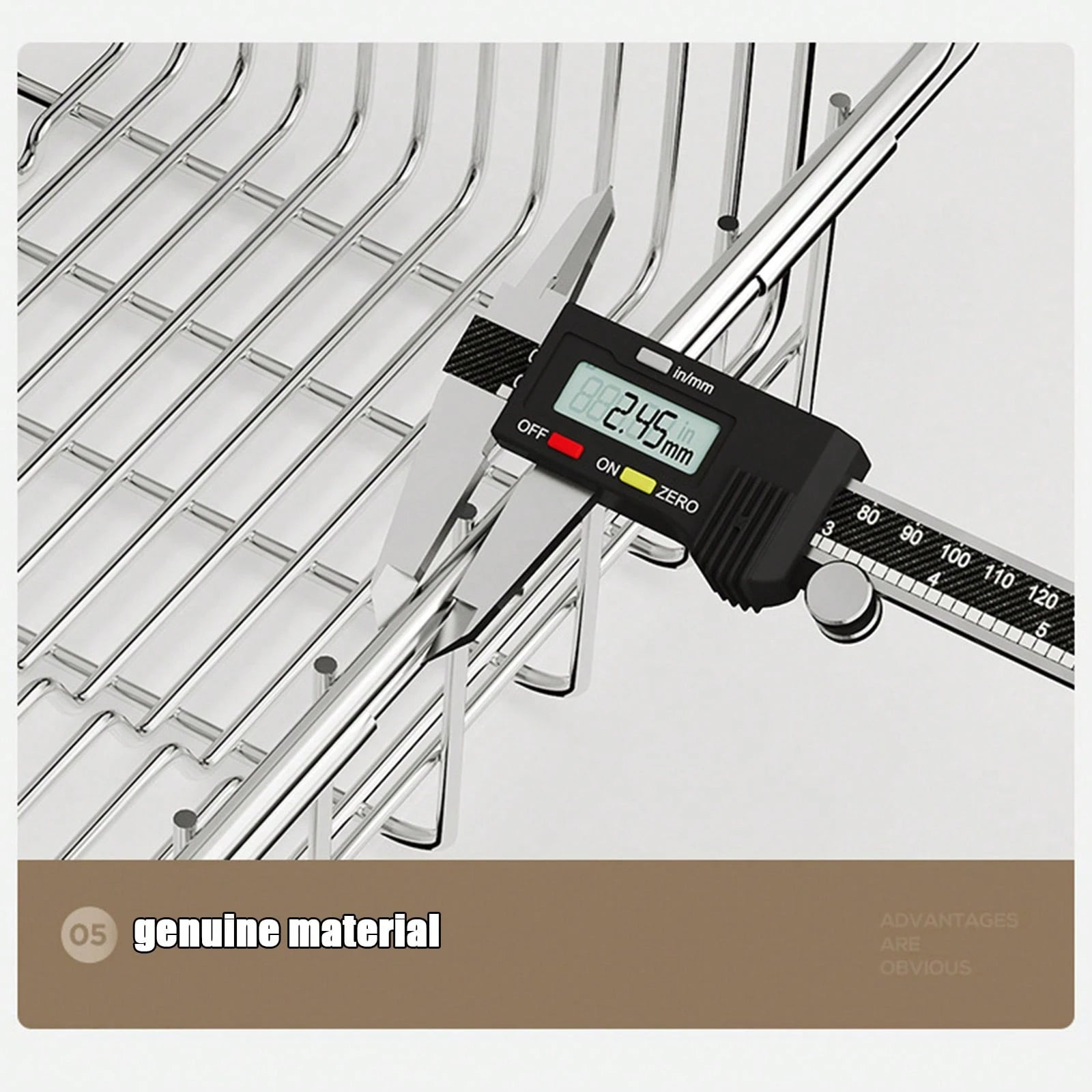 シンク上伸縮式食器乾燥ラック 38-51cm 調整可能 ステンレス鋼製 滑り止めパッド付き 省スペースキッチンオーガナイザー