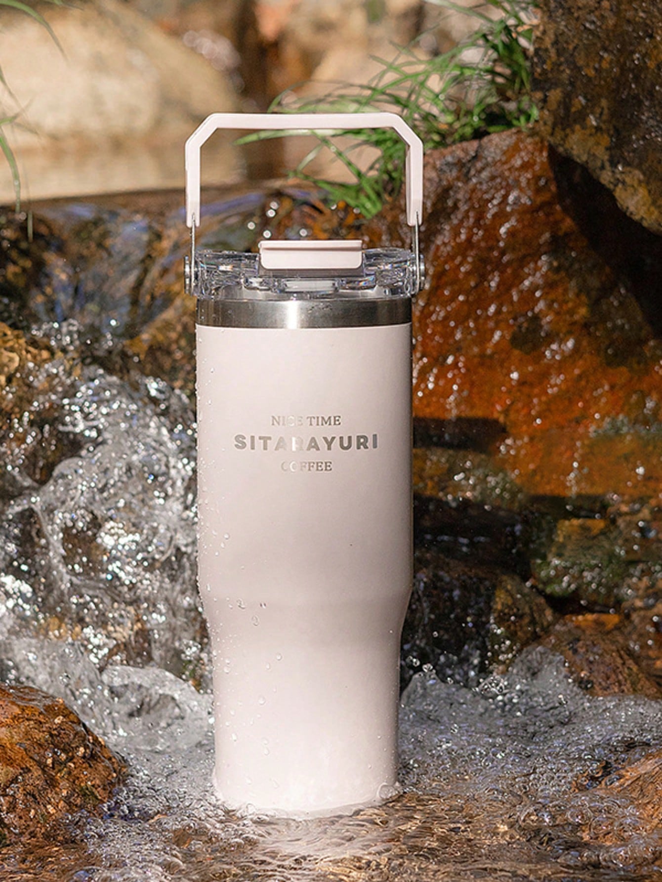 1 個 大容量断熱タンブラー ハンドル付き 太いストロー付 スタイリッシュ ホーム・学校用